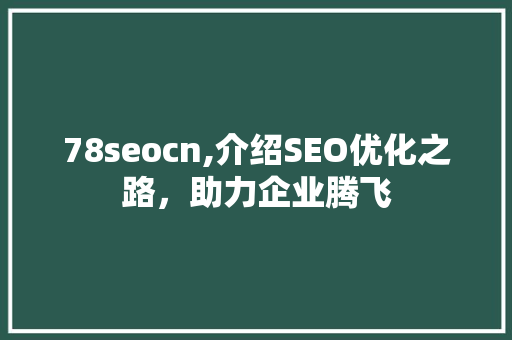 78seocn,介绍SEO优化之路，助力企业腾飞
