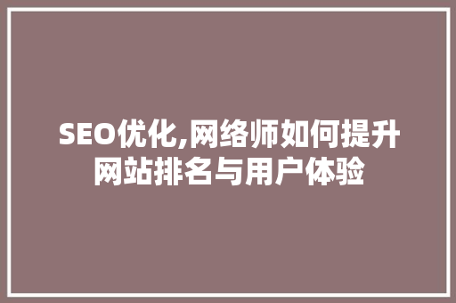SEO优化,网络师如何提升网站排名与用户体验  第1张