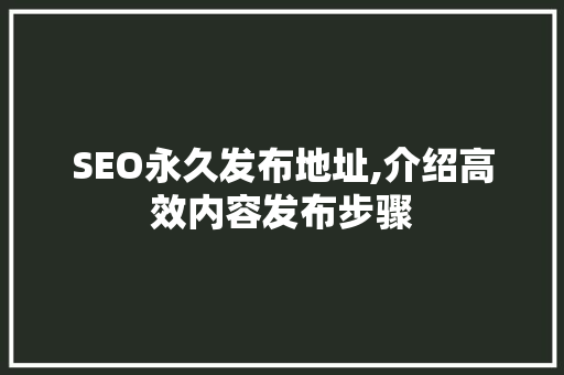 SEO永久发布地址,介绍高效内容发布步骤