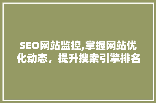 SEO网站监控,掌握网站优化动态，提升搜索引擎排名