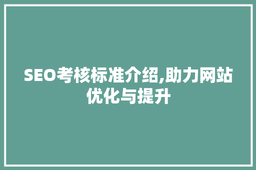 SEO考核标准介绍,助力网站优化与提升