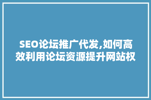 SEO论坛推广代发,如何高效利用论坛资源提升网站权重