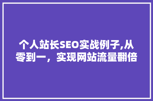 个人站长SEO实战例子,从零到一，实现网站流量翻倍增长