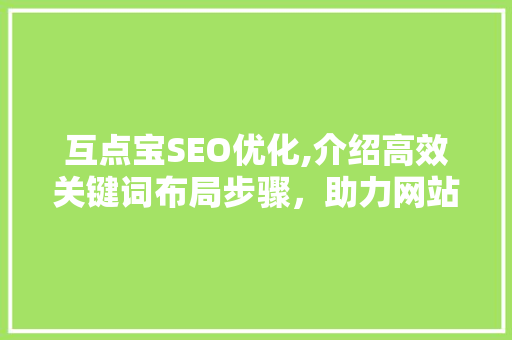 互点宝SEO优化,介绍高效关键词布局步骤，助力网站排名飞跃  第1张