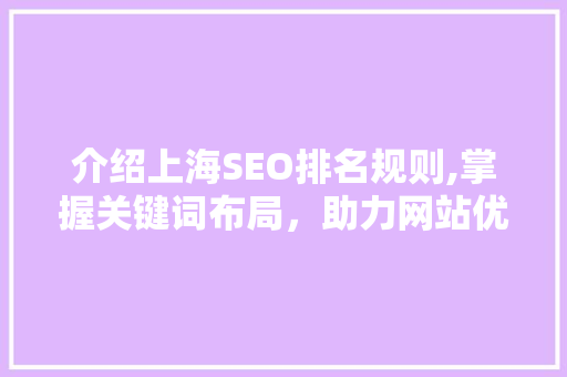 介绍上海SEO排名规则,掌握关键词布局，助力网站优化