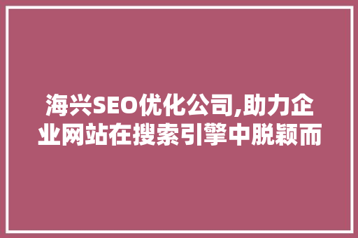 海兴SEO优化公司,助力企业网站在搜索引擎中脱颖而出  第1张