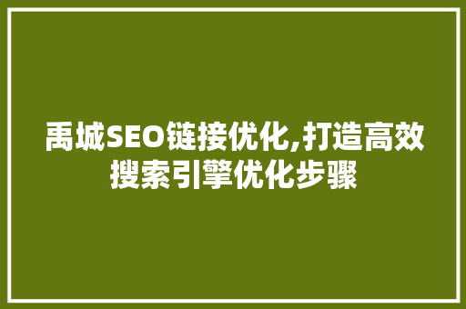 禹城SEO链接优化,打造高效搜索引擎优化步骤