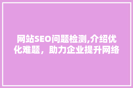 网站SEO问题检测,介绍优化难题，助力企业提升网络竞争力