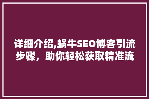 详细介绍,蜗牛SEO博客引流步骤，助你轻松获取精准流量