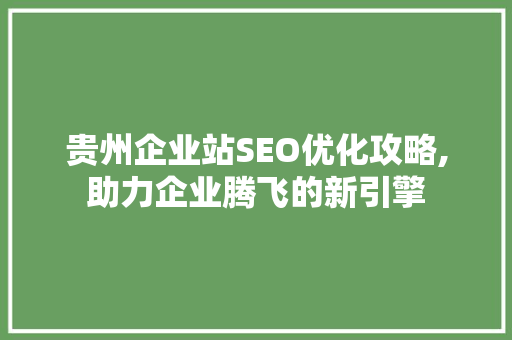 贵州企业站SEO优化攻略,助力企业腾飞的新引擎  第1张