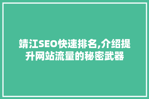 靖江SEO快速排名,介绍提升网站流量的秘密武器  第1张
