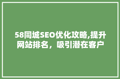 58同城SEO优化攻略,提升网站排名，吸引潜在客户  第1张