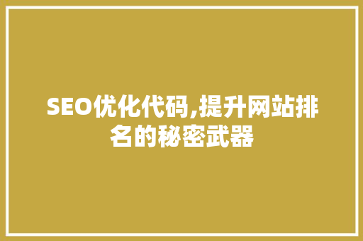 SEO优化代码,提升网站排名的秘密武器