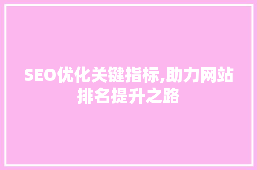 SEO优化关键指标,助力网站排名提升之路