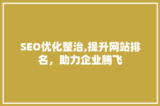 SEO优化整治,提升网站排名，助力企业腾飞