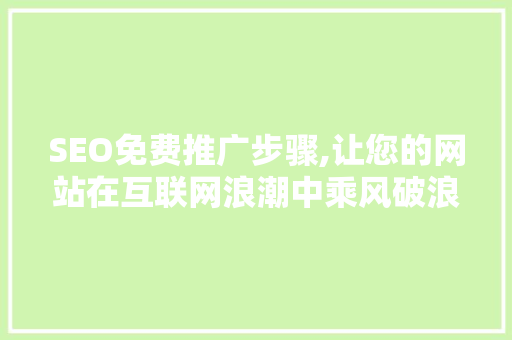 SEO免费推广步骤,让您的网站在互联网浪潮中乘风破浪