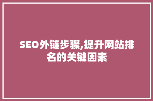 SEO外链步骤,提升网站排名的关键因素