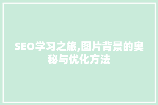 SEO学习之旅,图片背景的奥秘与优化方法