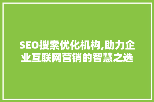 SEO搜索优化机构,助力企业互联网营销的智慧之选