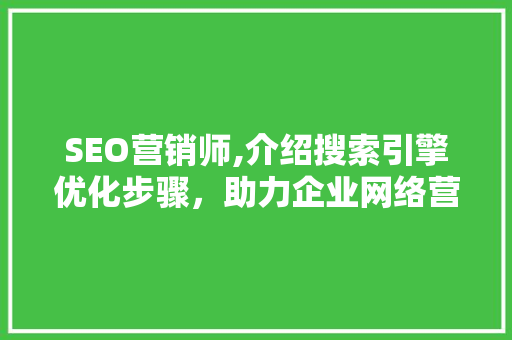 SEO营销师,介绍搜索引擎优化步骤，助力企业网络营销腾飞