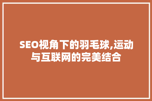 SEO视角下的羽毛球,运动与互联网的完美结合