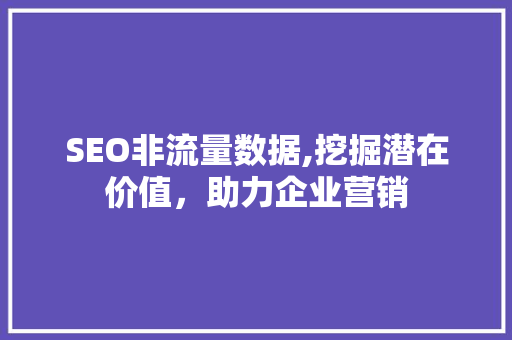 SEO非流量数据,挖掘潜在价值，助力企业营销  第1张