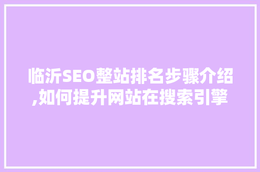 临沂SEO整站排名步骤介绍,如何提升网站在搜索引擎中的表现  第1张
