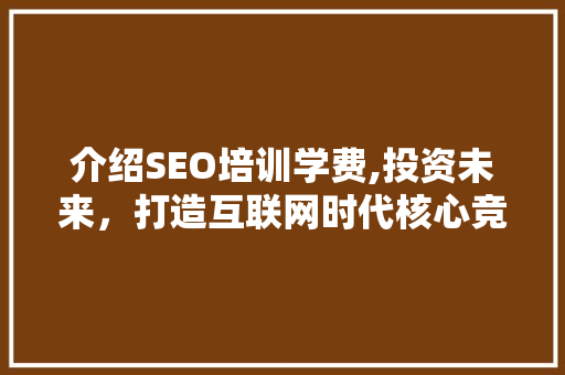 介绍SEO培训学费,投资未来，打造互联网时代核心竞争力