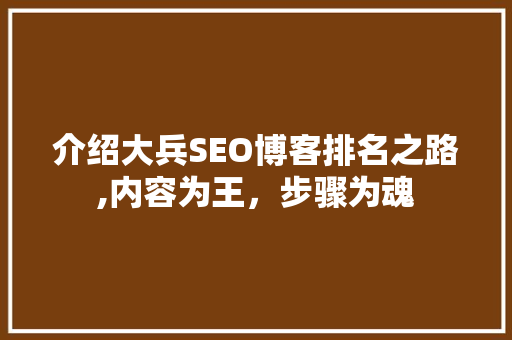 介绍大兵SEO博客排名之路,内容为王，步骤为魂