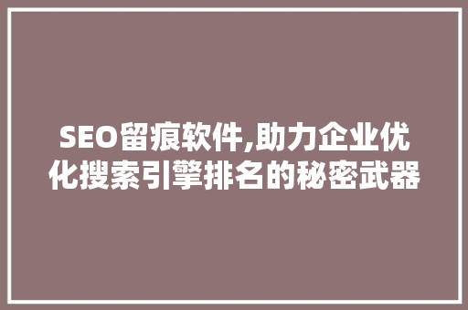 SEO留痕软件,助力企业优化搜索引擎排名的秘密武器