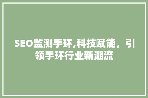 SEO监测手环,科技赋能，引领手环行业新潮流