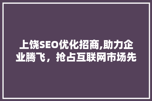 上饶SEO优化招商,助力企业腾飞，抢占互联网市场先机