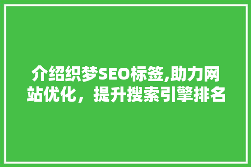介绍织梦SEO标签,助力网站优化，提升搜索引擎排名