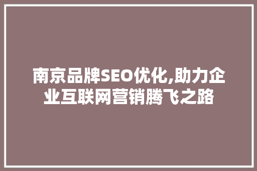 南京品牌SEO优化,助力企业互联网营销腾飞之路  第1张