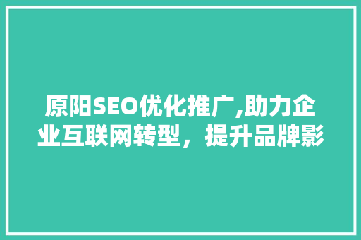 原阳SEO优化推广,助力企业互联网转型，提升品牌影响力  第1张