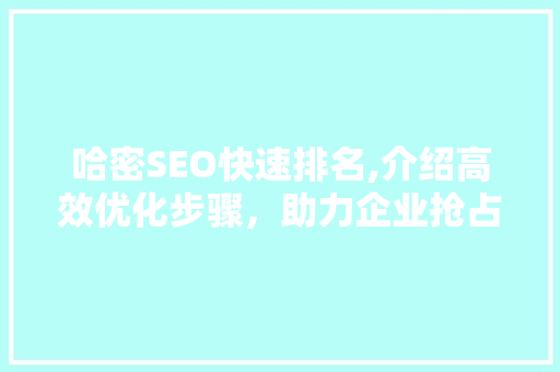 哈密SEO快速排名,介绍高效优化步骤，助力企业抢占市场先机