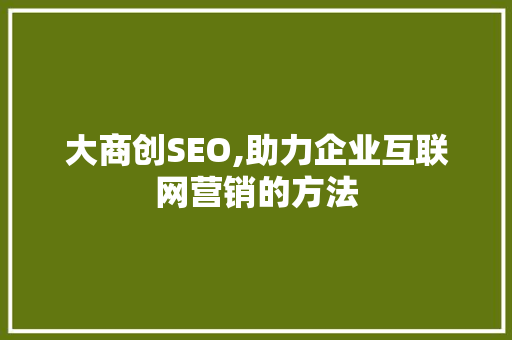 大商创SEO,助力企业互联网营销的方法  第1张