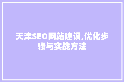 天津SEO网站建设,优化步骤与实战方法  第1张