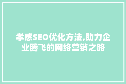 孝感SEO优化方法,助力企业腾飞的网络营销之路  第1张
