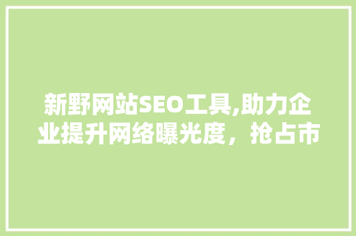 新野网站SEO工具,助力企业提升网络曝光度，抢占市场先机