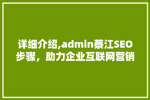 详细介绍,admin蔡江SEO步骤，助力企业互联网营销新突破