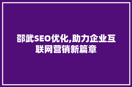 邵武SEO优化,助力企业互联网营销新篇章