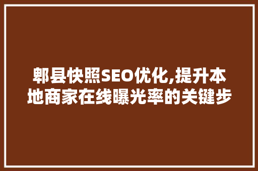郫县快照SEO优化,提升本地商家在线曝光率的关键步骤
