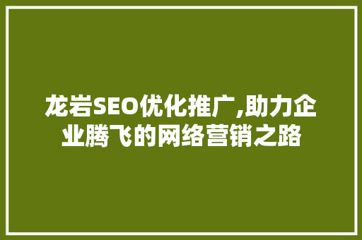 龙岩SEO优化推广,助力企业腾飞的网络营销之路