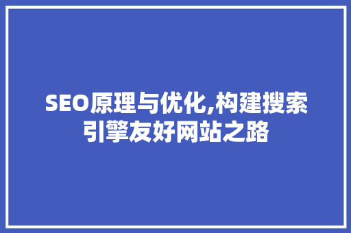 SEO原理与优化,构建搜索引擎友好网站之路