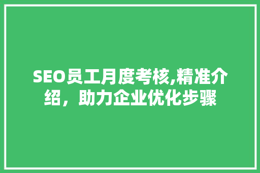 SEO员工月度考核,精准介绍，助力企业优化步骤
