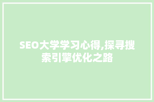 SEO大学学习心得,探寻搜索引擎优化之路