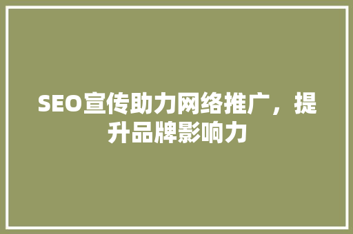 SEO宣传助力网络推广，提升品牌影响力