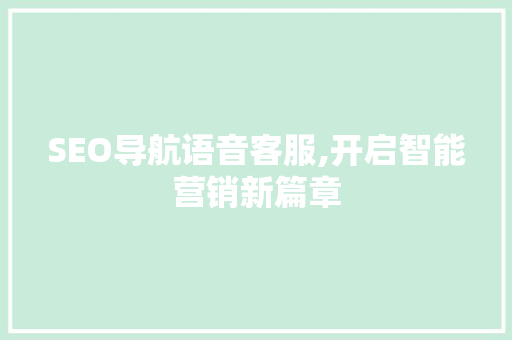 SEO导航语音客服,开启智能营销新篇章