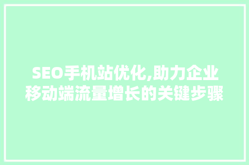 SEO手机站优化,助力企业移动端流量增长的关键步骤  第1张